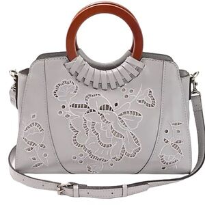 Patricia Nash Fall Lace Leather Lyon Satchel Crossbody Formal Grey